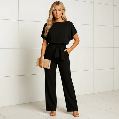 Amelia Women's High Waist Lace Up Jumpsuit for Work & Evening