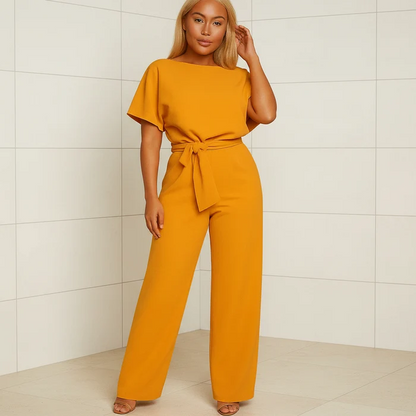 Amelia Women's High Waist Lace Up Jumpsuit for Work & Evening