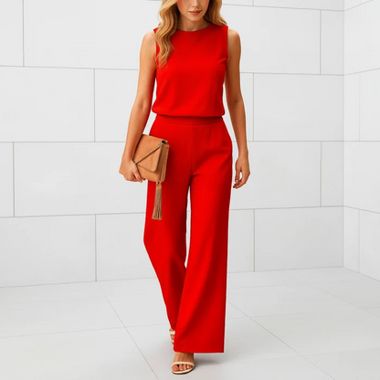 Sienna Women's Wide Leg Jumpsuit with Round Neck